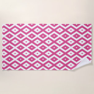 Pink and white diamond pattern beach towel