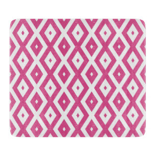 Pink and white diamond pattern cutting board