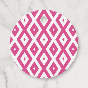 Pink and white diamond pattern favour tags