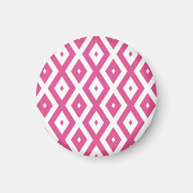 Pink and white diamond pattern magnet (Front)