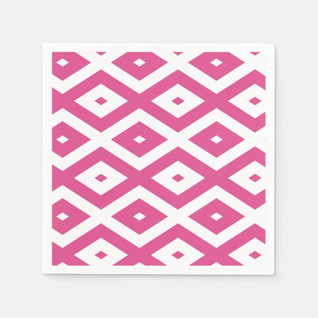 Pink and white diamond pattern napkin (Front)