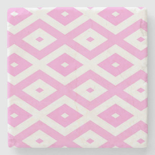 Pink and white diamond pattern stone coaster