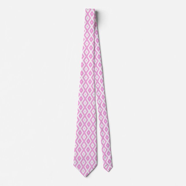 Pink and white diamond pattern tie (Front)