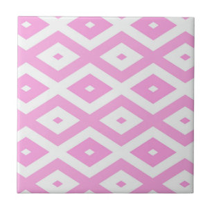 Pink and white diamond pattern tile
