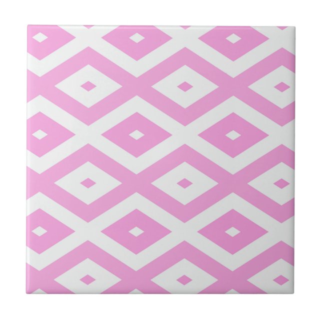 Pink and white diamond pattern tile (Front)