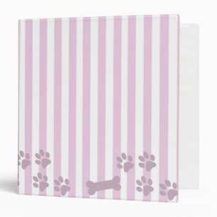 Pink And White Dog Bone Dog Print Binder