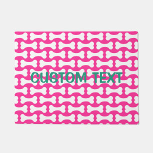 Pink and white dog bones custom doormat