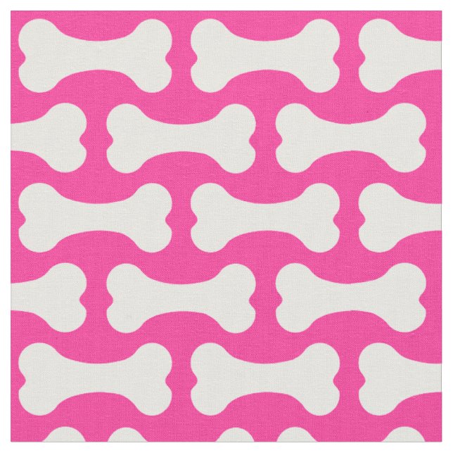 Pink and white dog bones fabric (Close Up)