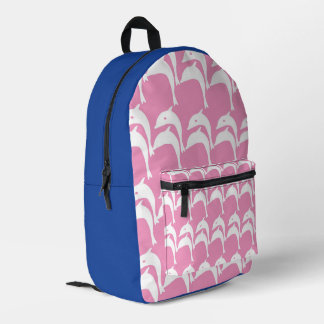 Pink and White Dolphins Printed Backpack