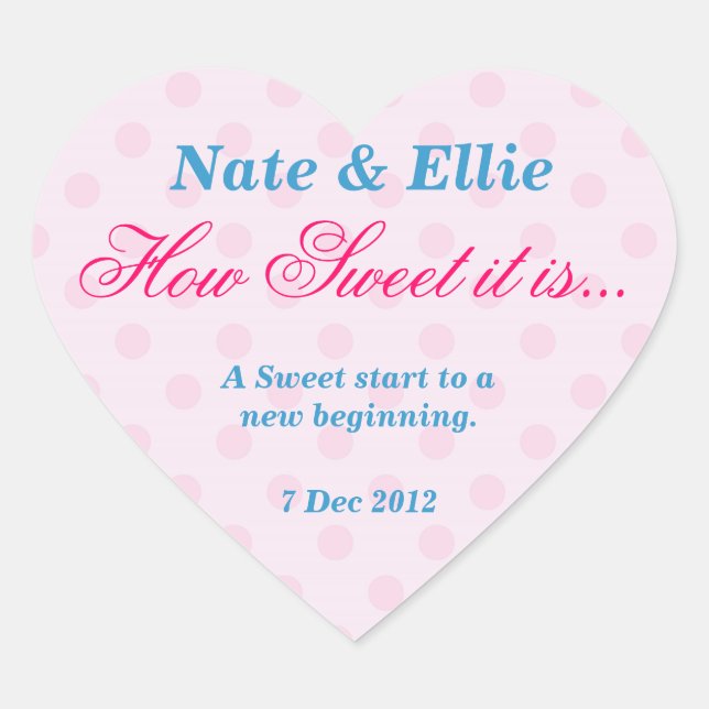 Pink and White Dotty How sweet it is Sticker (Front)