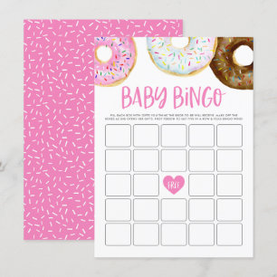 Pink and White Doughnuts Baby Shower Bingo Game Ca Enclosure Card