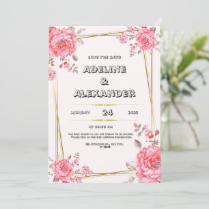 Pink and White Elegant Wedding Invitation
