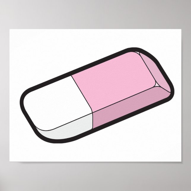 Pink And White Eraser Poster (Front)
