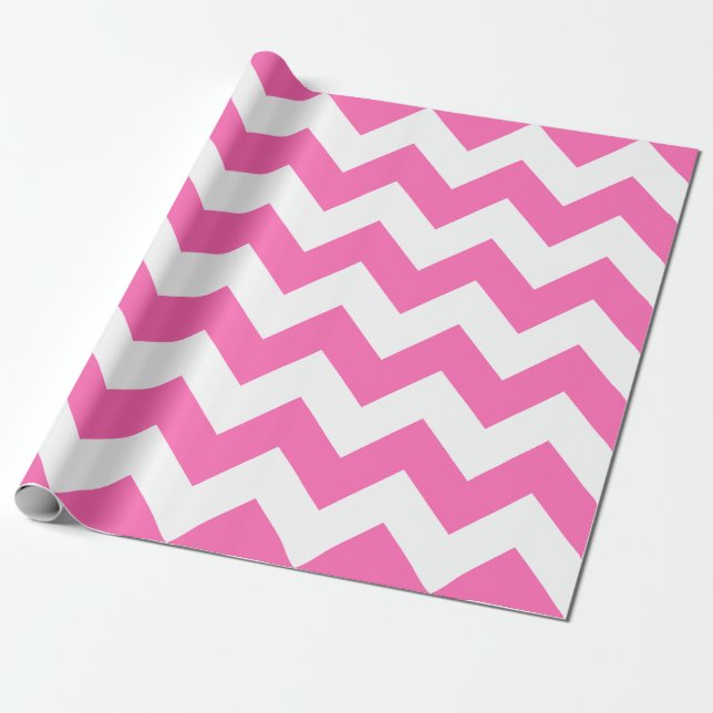 Pink and White Extra Large Chevron Wrapping Paper (Unrolled)