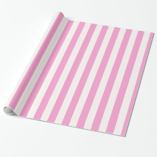 Pink and White Extra Large Stripe Pattern Wrapping Paper