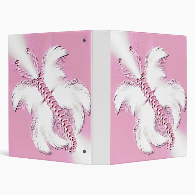 Pink And White Fantasy Butterfly  Binder (Background)