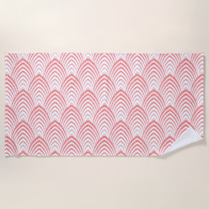 Pink and white faux glitter art-deco pattern beach towel