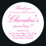 Pink and white favour thank you stickers<br><div class="desc">Pink and white and pink favour thank you stickers</div>