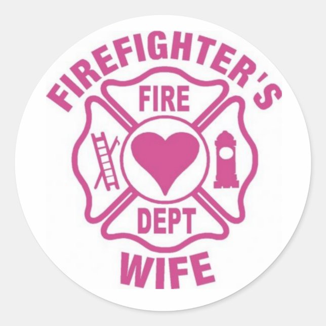 Pink and white firefighter's wife sticker (Front)