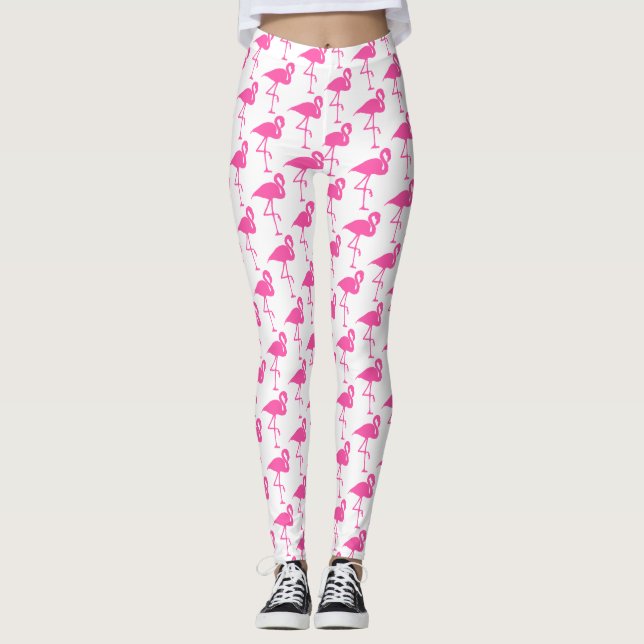 Pink and White Flamingo Leggings (Front)