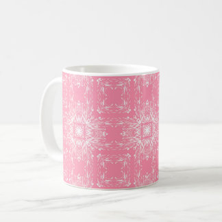 Pink and white floral botanical ornament coffee mug