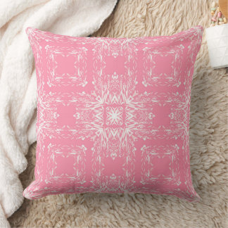 Pink and white floral botanical ornament throw pillow