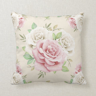 Pink And White Floral Bouquet Throw Pillow