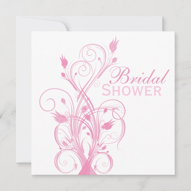 Pink and White Floral Bridal Shower Invitation (Front)