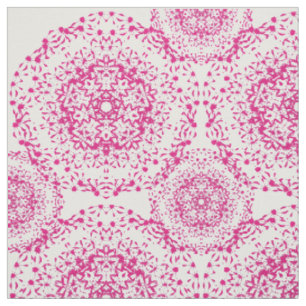 Pink And White Floral Damask Print Fabric