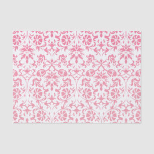 Pink and White Floral Damask Tissue Paper