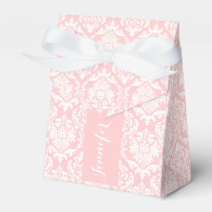 Pink And White Floral Damasks Monogramed Favor Box