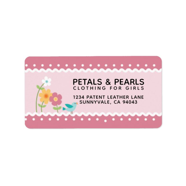 Pink and White Floral Label (Front)