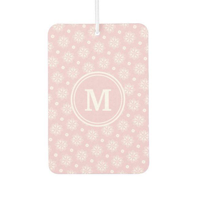 Pink And White Floral Pattern  Air Freshener (Front)