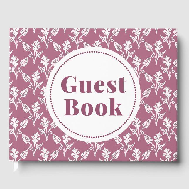 Pink and White Floral Pattern Guest Book (Front)