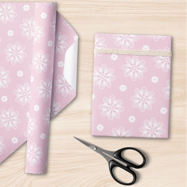 Pink And White Floral Pattern  Wrapping Paper (Creator Uploaded)