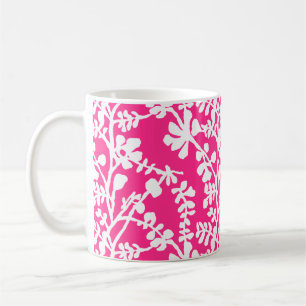Pink And White Floral Repeating Pattern Coffee Mug