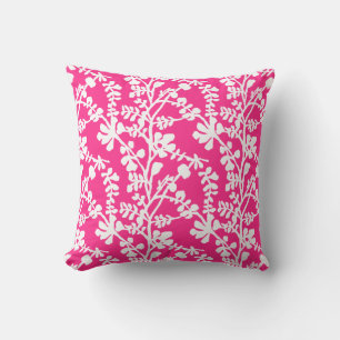 Pink And White Floral Repeating Pattern Throw Pillow
