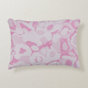 Pink and white floral textile accent pillow