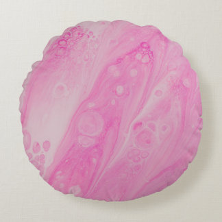 PINK AND WHITE FLORAL TEXTILE ROUND PILLOW