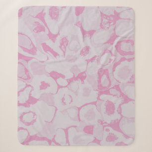 Pink and white floral textile sherpa blanket