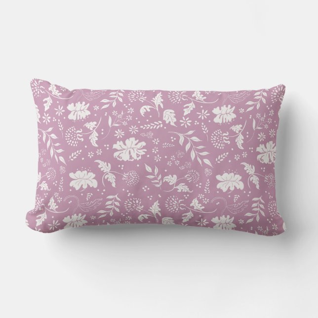 Pink and White Floral Throw Pillow (Front)