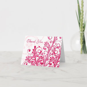 Pink and White Floral Wedding Thank You Card