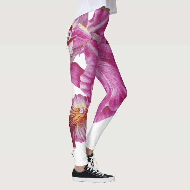 Pink and White Flower All-Over-Print Leggings (Right)