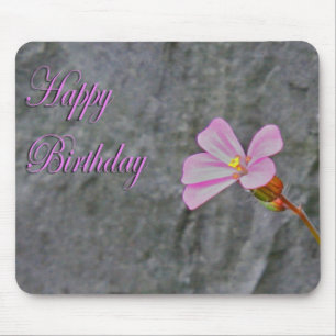 Pink and White Flower Birthday Mouse Pad