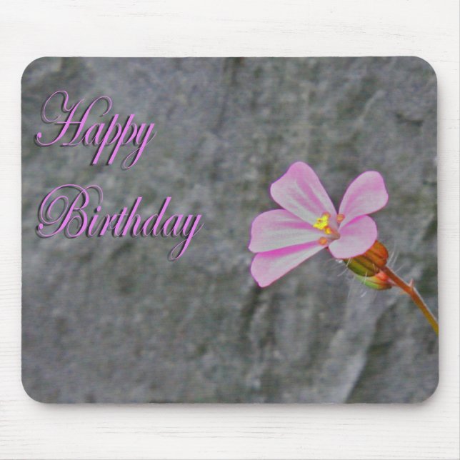 Pink and White Flower Birthday Mouse Pad (Front)