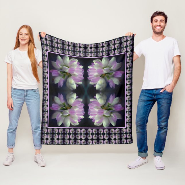 Pink And White Flower Close Up Pattern  Fleece Blanket (In Situ)