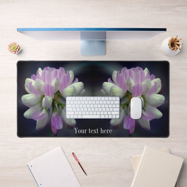 Pink And White Flower Close Up Personalized Desk Mat (Office 1)
