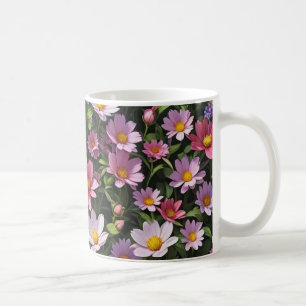 Pink and white flower garden coffee mug