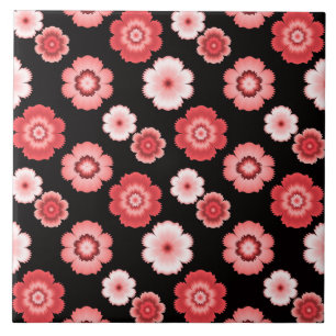 Pink and White Flower Pattern Tile