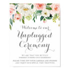 Pink and White Flower Unplugged Ceremony Sign
